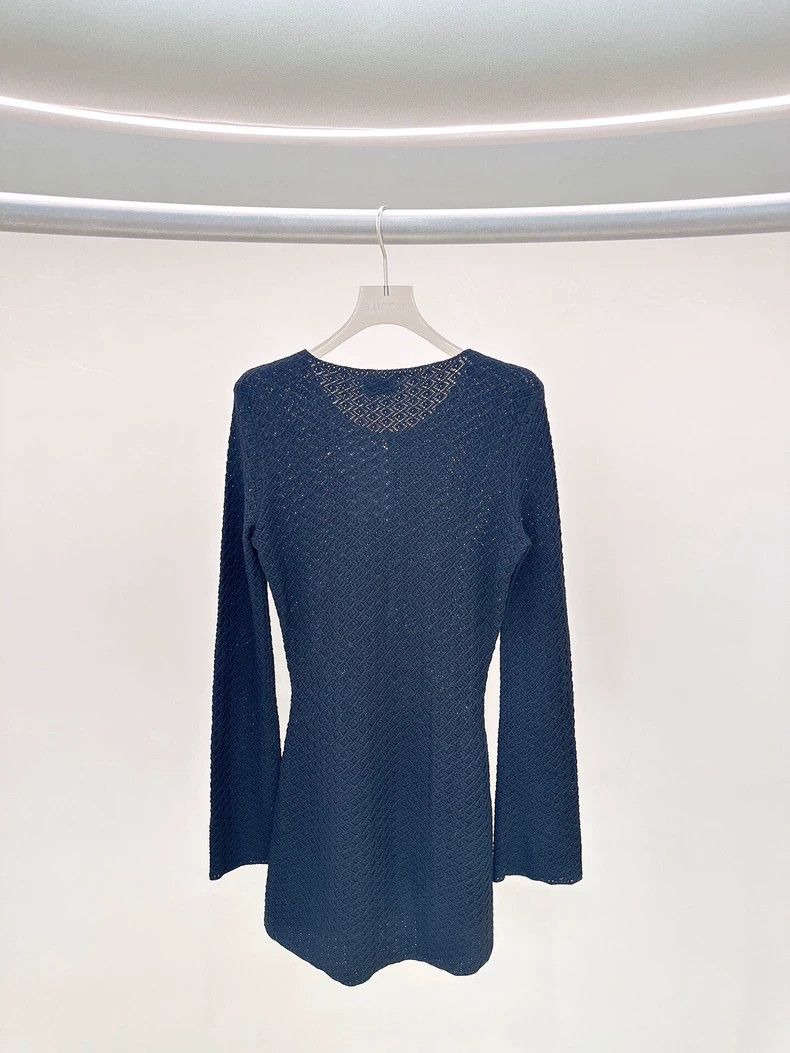 Yves Saint Laurent YSL Black Hollow Knit Dress - dmc Size US L / EU 52-54 / 3 - 2 Thumbnail