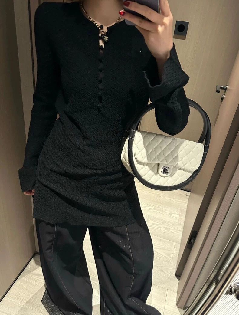 Yves Saint Laurent YSL Black Hollow Knit Dress - dmc Size US L / EU 52-54 / 3 - 7 Thumbnail