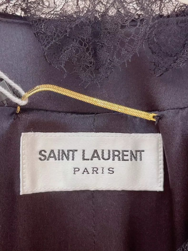 Yves Saint Laurent YSL Black Velvet Lace Dress - dmc Size US 34 / EU 50 - 3 Thumbnail