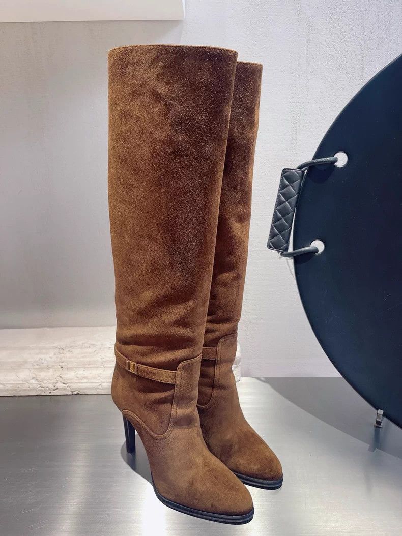 Yves Saint Laurent YSL Brown Suede Knee-High Boots - dmc Size US 7.5 / EU 40-41 - 2 Thumbnail