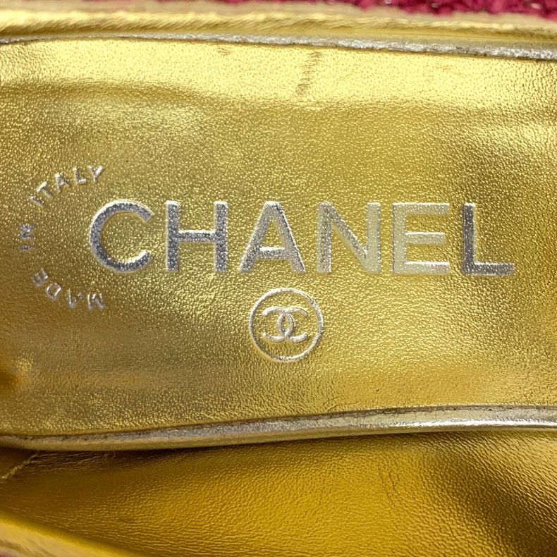 Chanel Chanel Red Chain Badge Knit Loafers - dmc Size US 10.5 / EU 43-44 - 8 Thumbnail