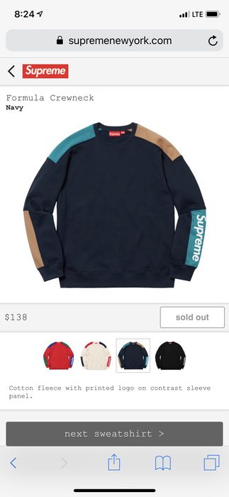 Supreme Supreme Formula Crewneck Large Navy | Grailed