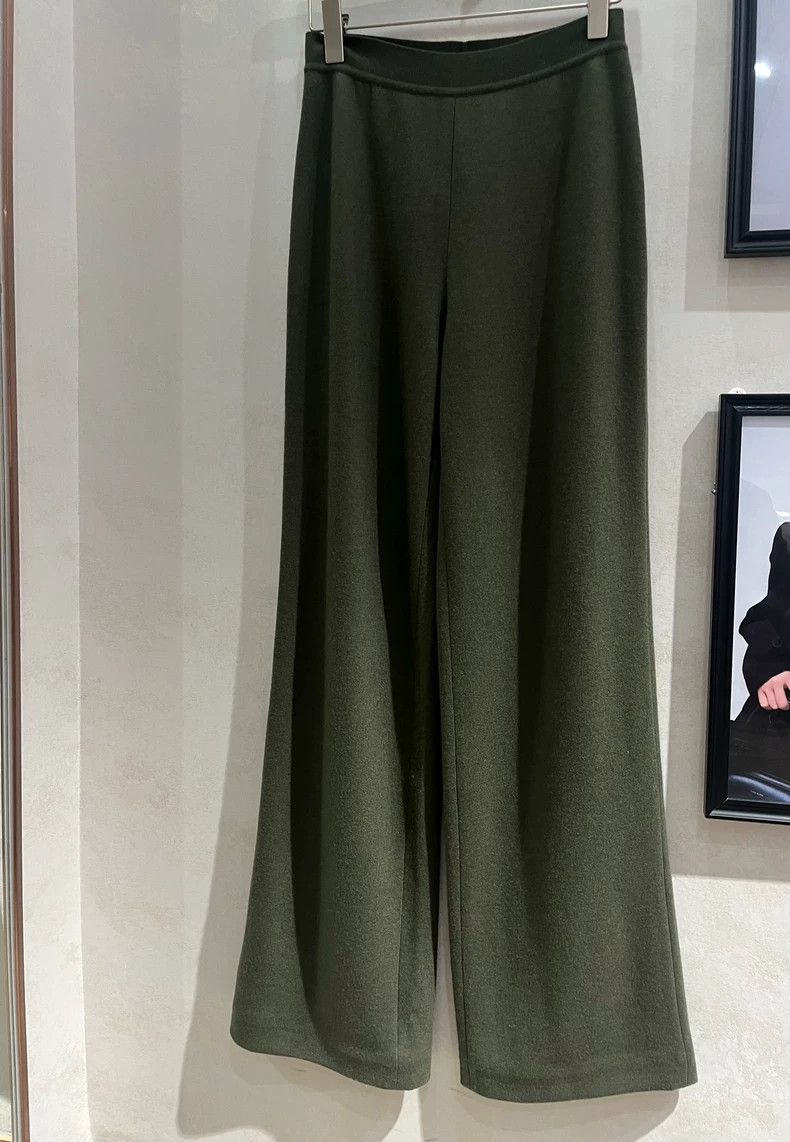 Loro Piana Loro Piana Olive Green Cashmere Wide-Leg Pants - dmc Size US 31 - 2 Thumbnail