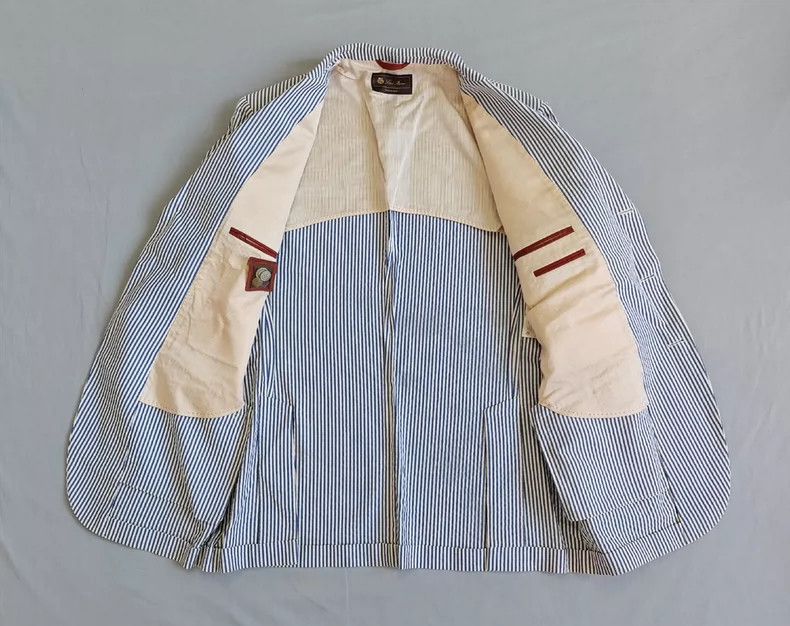 Loro Piana Loro Piana Blue White Striped Blazer Jacket - dmc Size US XXL / EU 58 / 5 - 4 Thumbnail