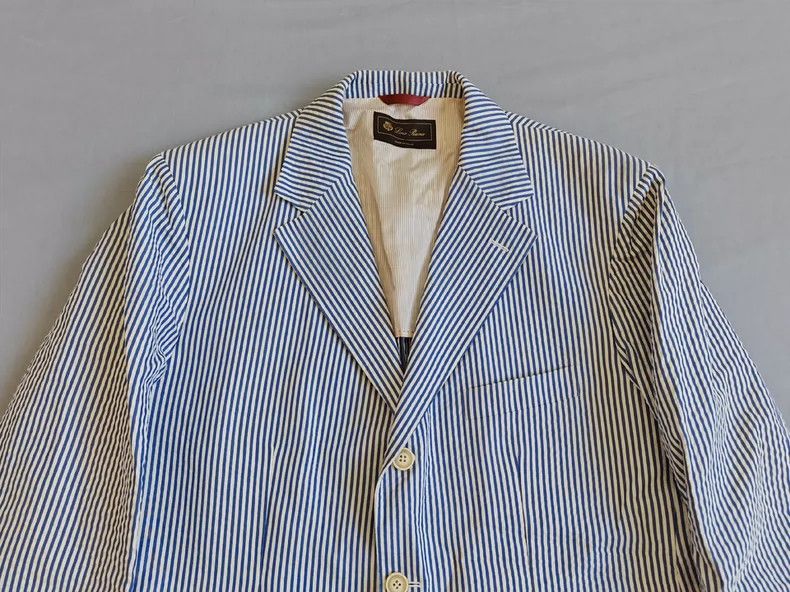 Loro Piana Loro Piana Blue White Striped Blazer Jacket - dmc Size US XXL / EU 58 / 5 - 2 Thumbnail