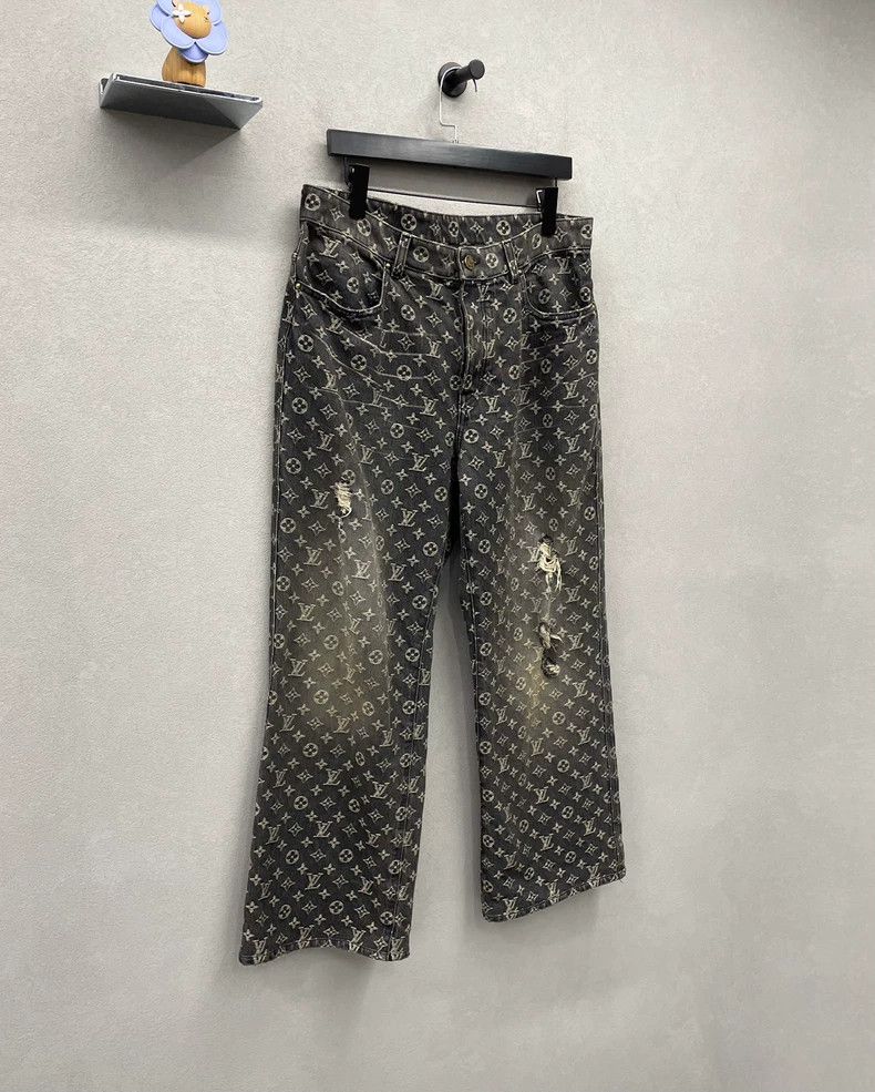 Louis Vuitton LV Black Gray Printed Denim Pants - dmc Size US 34 / EU 50 - 3 Thumbnail