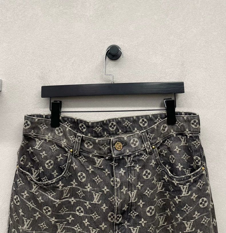 Louis Vuitton LV Black Gray Printed Denim Pants - dmc Size US 34 / EU 50 - 4 Thumbnail