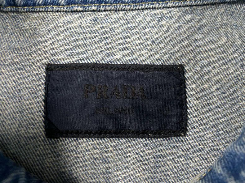 Prada PRADA Distressed Denim Short Sleeve Shirt - dmc Size US L / EU 52-54 / 3 - 4 Thumbnail