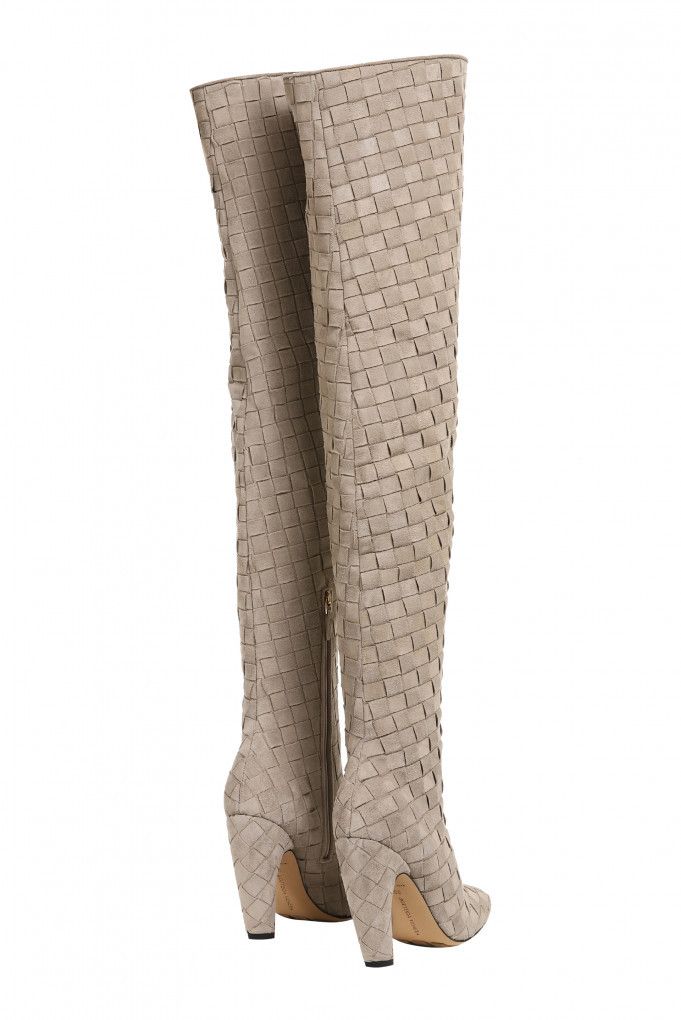 Bottega Veneta $4K VALUE Over the knee Intercciato Boots Size US 7 / IT 37 - 3 Thumbnail