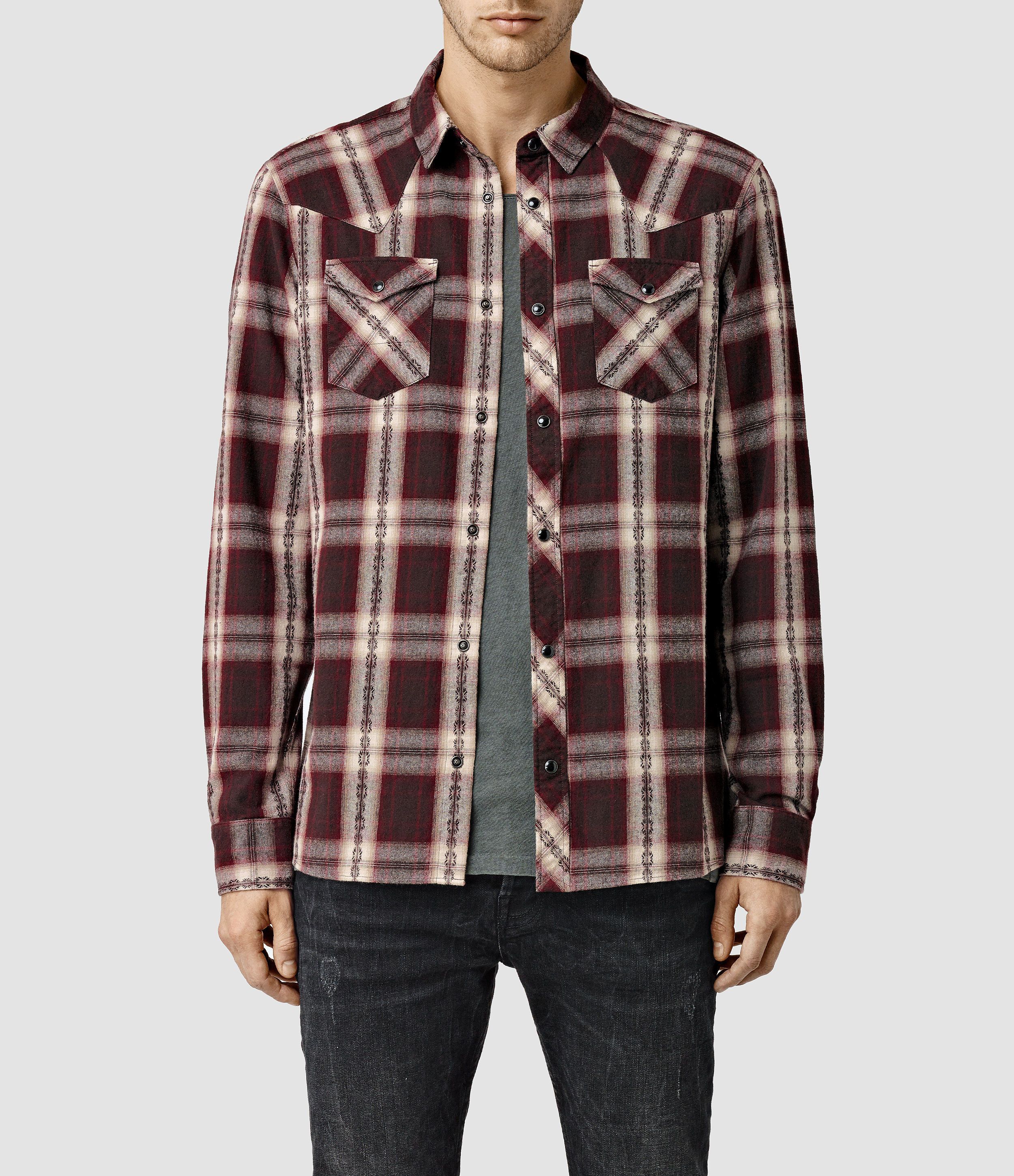Allsaints Allsaints Hellertown Flannel Red Black White Size US S / EU 44-46 / 1 - 1 Thumbnail