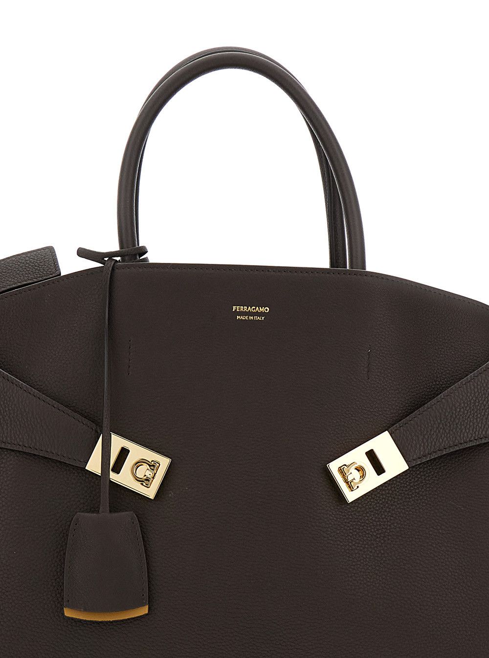 Salvatore Ferragamo Brown Handbag 'Hug Bicolor' with Logo and Gancini Buckles in Leather for Women Size ONE SIZE - 5 Thumbnail