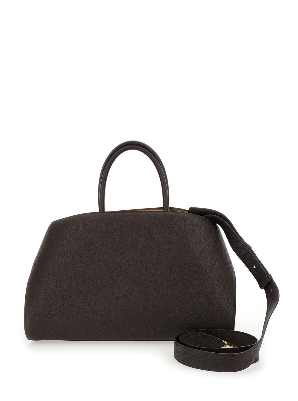 Salvatore Ferragamo Brown Handbag 'Hug Bicolor' with Logo and Gancini Buckles in Leather for Women Size ONE SIZE - 4 Thumbnail