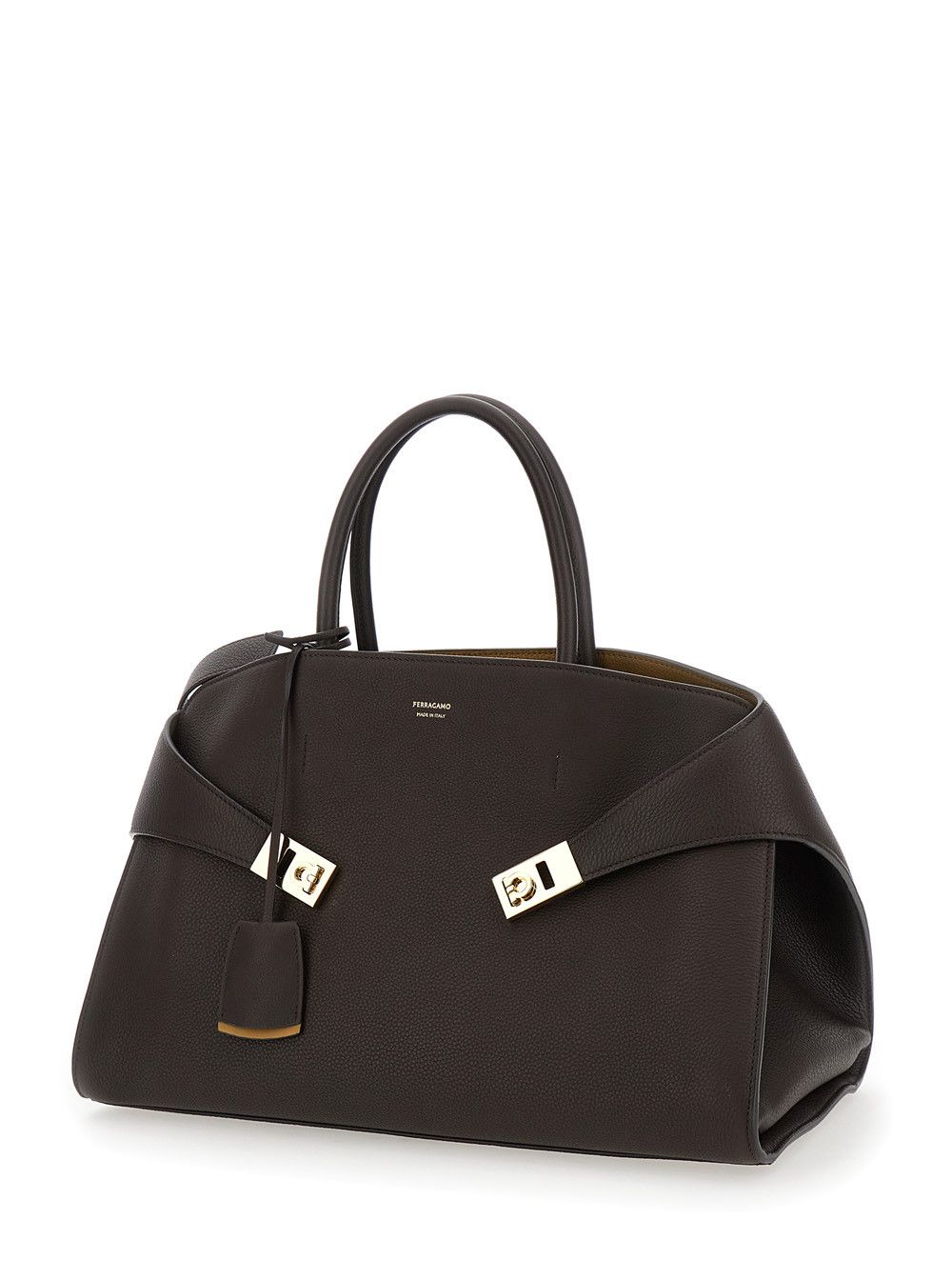 Salvatore Ferragamo Brown Handbag 'Hug Bicolor' with Logo and Gancini Buckles in Leather for Women Size ONE SIZE - 2 Thumbnail