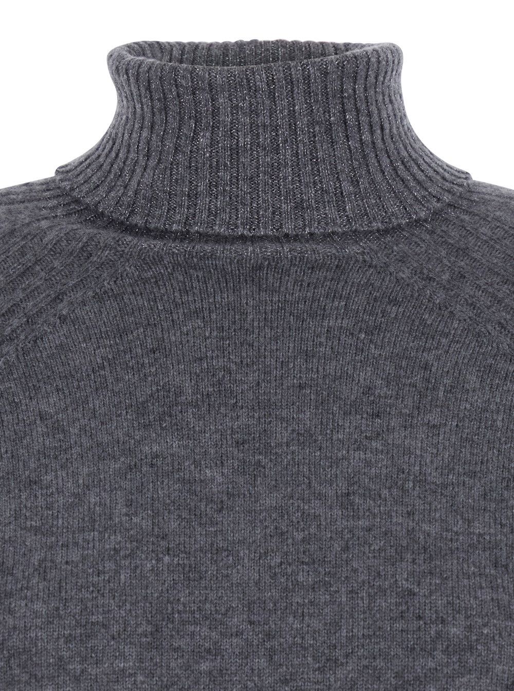 TWINSET Grey Turtleneck Sweater with Ribbed Details in Wool Woman Size XS / US 0-2 / IT 36-38 - 3 Thumbnail