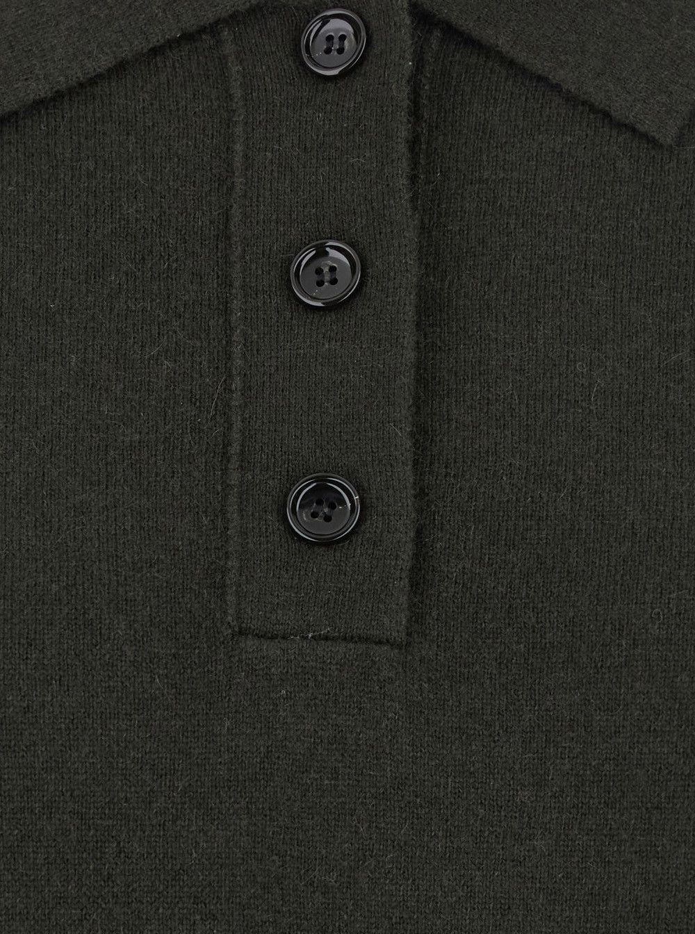 Allude Green Polo Shirt with Classic Collar and Ribbed Trims in Wool Woman Size S / US 4 / IT 40 - 3 Thumbnail