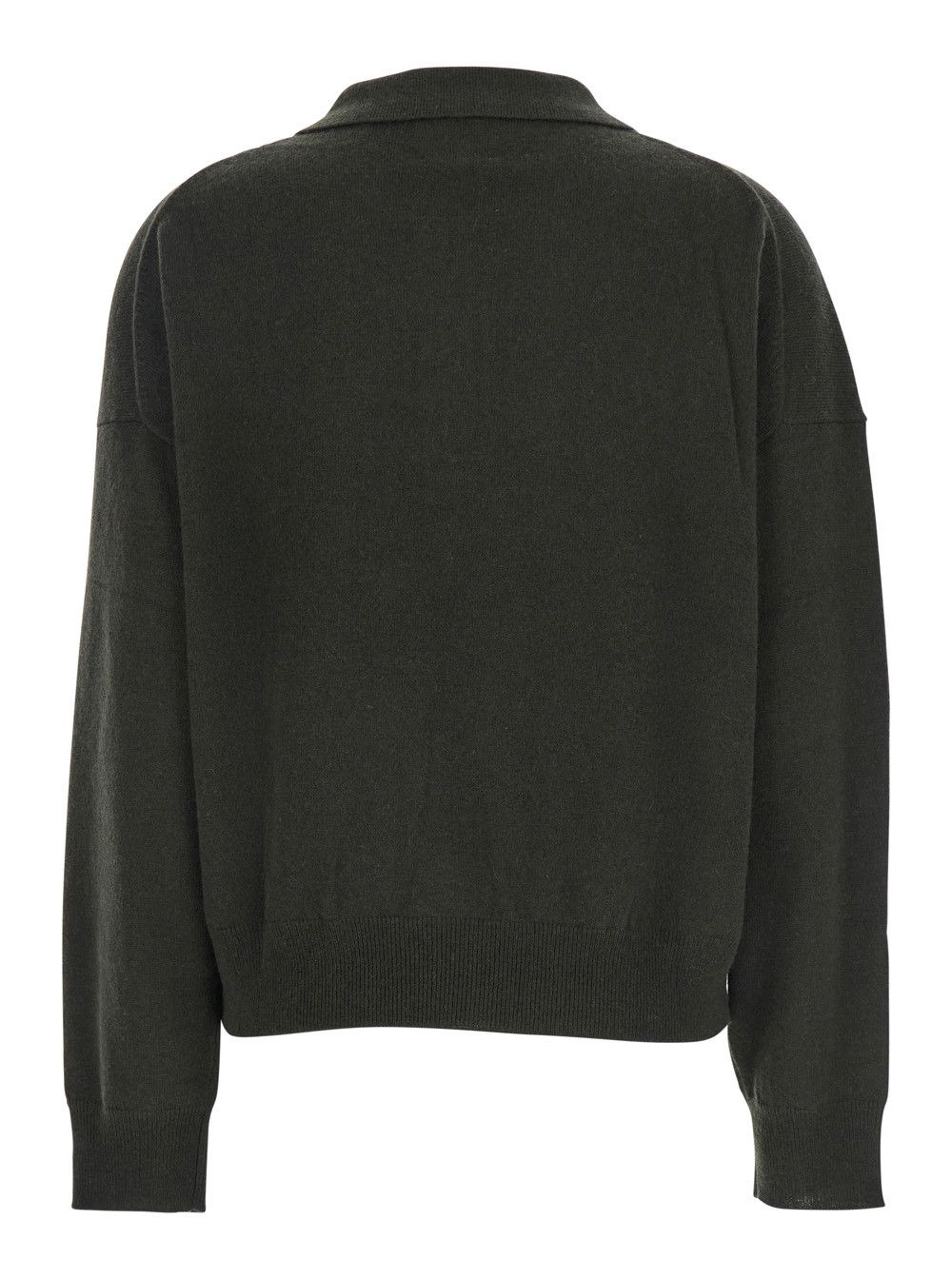 Allude Green Polo Shirt with Classic Collar and Ribbed Trims in Wool Woman Size S / US 4 / IT 40 - 2 Thumbnail
