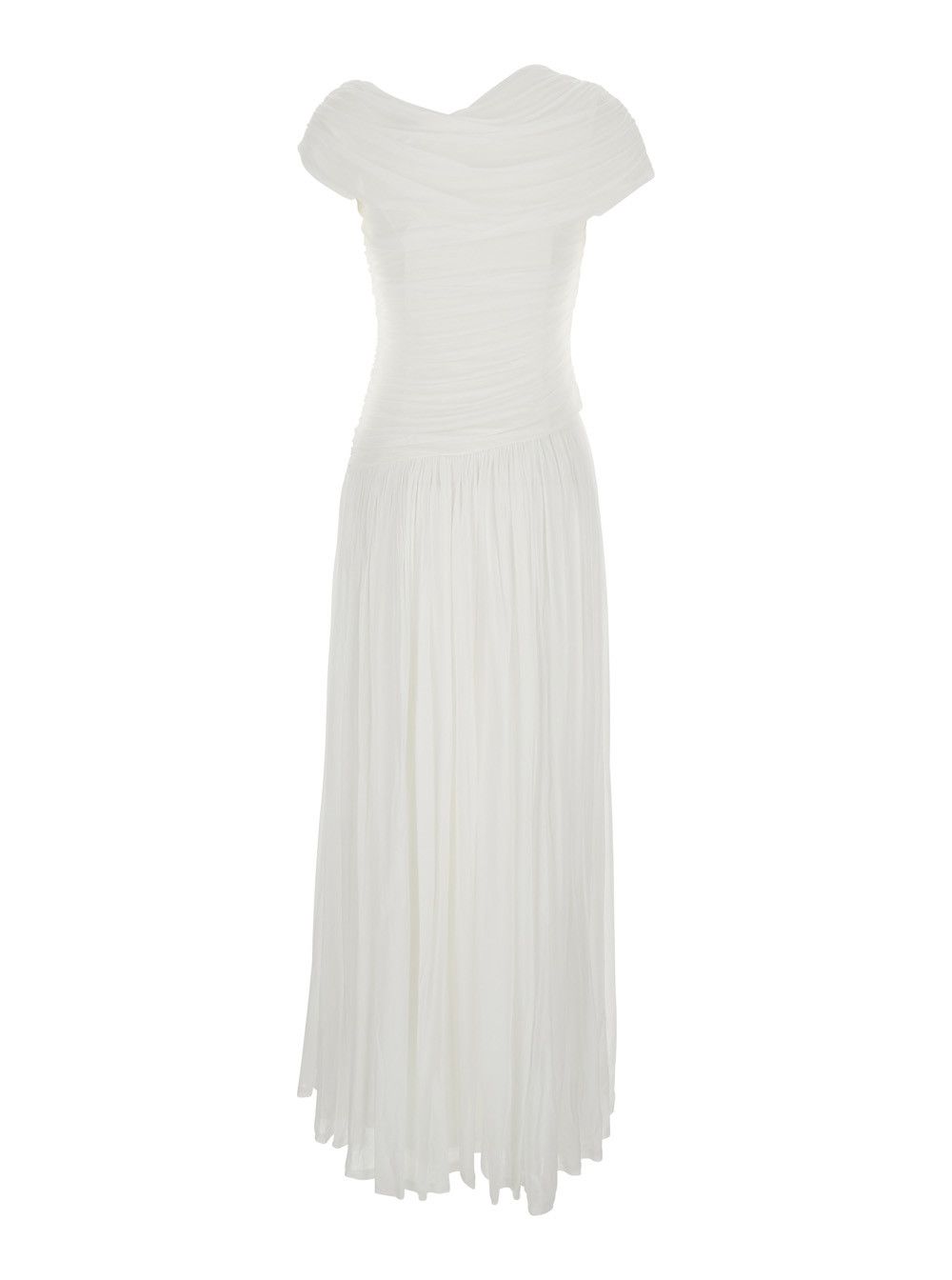 Simkhai 'Rhiannon' White One-Shoulder Midi Dress with Gathered Bodice and Pleated Skirt in Tech Fabric Woman Size XL / US 12-14 / IT 48-50 - 2 Thumbnail