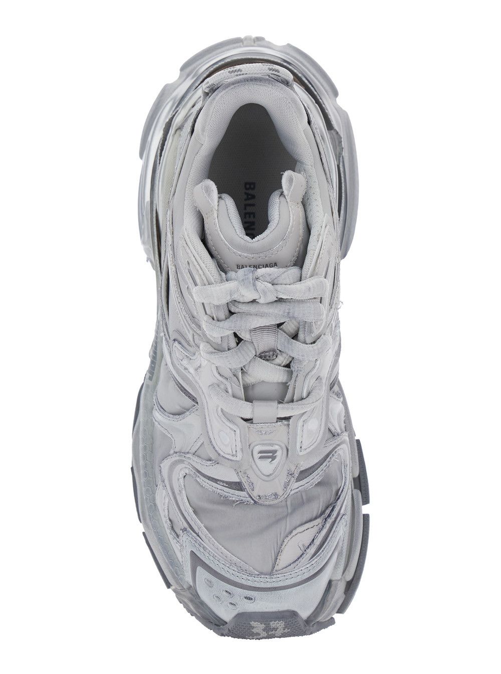 'Runner 2' Grey Sneaker with Embossed Logo in Mesh and Nylon Man