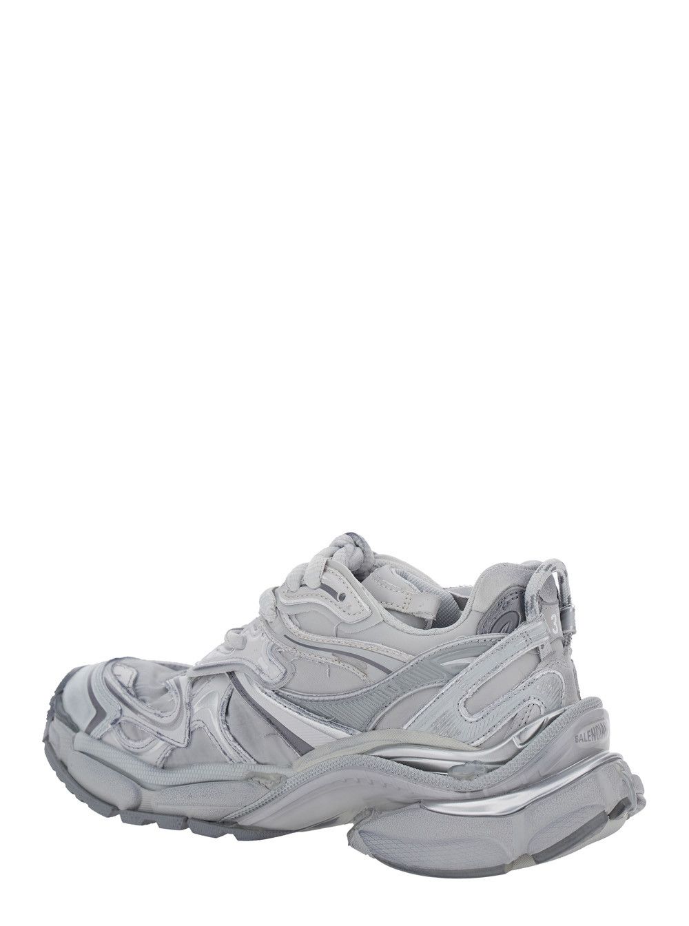 'Runner 2' Grey Sneaker with Embossed Logo in Mesh and Nylon Man