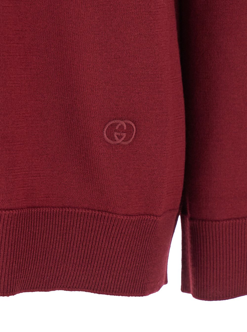 Gucci Bordeaux Polo Collar Sweater with GG Logo on the Front in Wool Woman Size M / US 6-8 / IT 42-44 - 3 Thumbnail