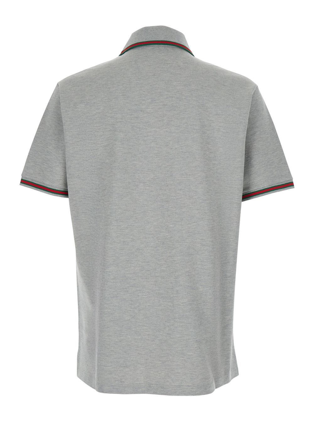 Gucci Polo with Web Detail and Lettering Logo on the Front in Grey Wool Blend for Men Size US L / EU 52-54 / 3 - 2 Thumbnail