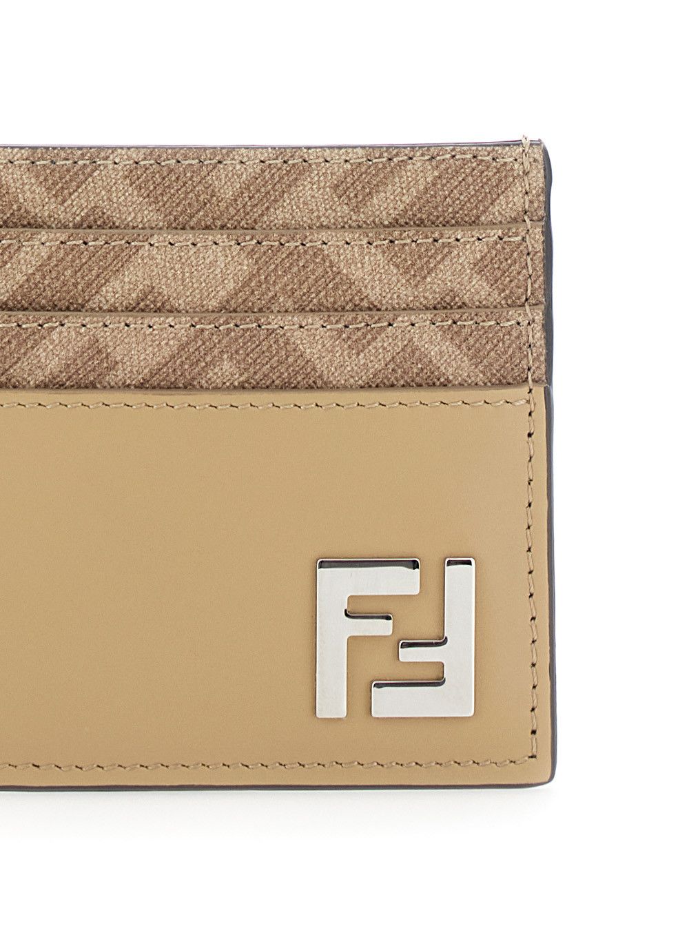 Fendi Beige Card Holder with FF Plaque on the Front in Leather Man Size ONE SIZE - 4 Thumbnail