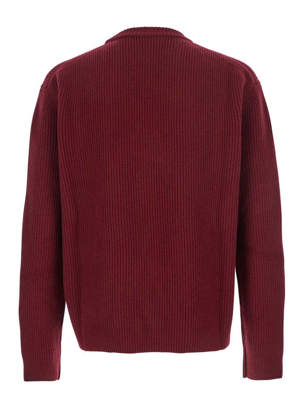 Gucci Bordeaux Crewneck Sweater with Logo Lettering Embroidery on the Front in Wool Man Size US M / EU 48-50 / 2 - 2 Thumbnail