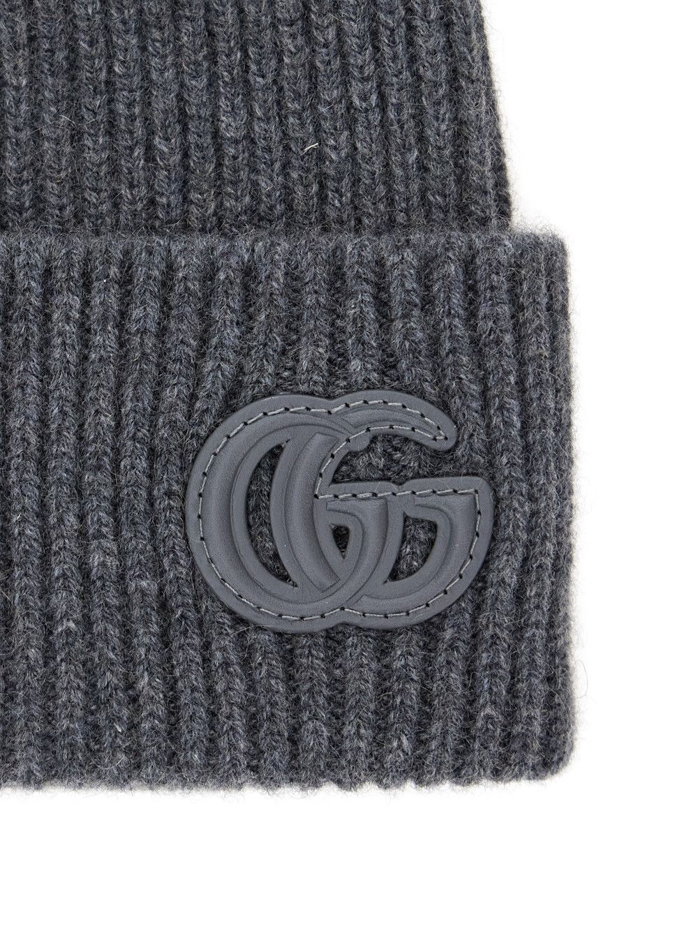 Gucci Gray Beanie with Logo Patch on the front in Wool Man Size ONE SIZE - 3 Thumbnail