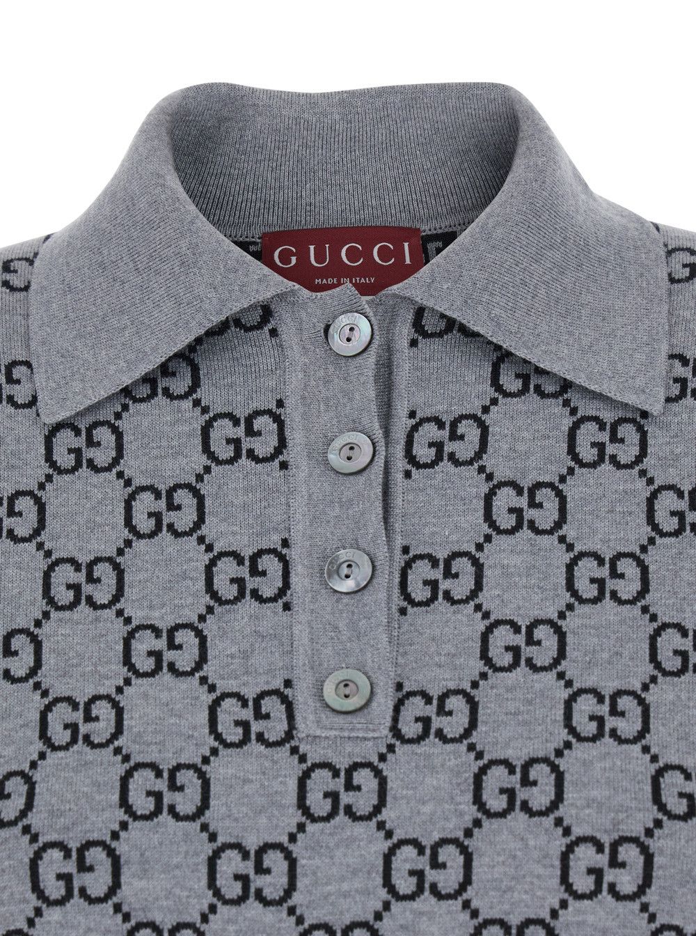 Gucci Grey Dress with Wide Collar and All-Over GG Motif in Wool Woman Size M / US 6-8 / IT 42-44 - 3 Thumbnail