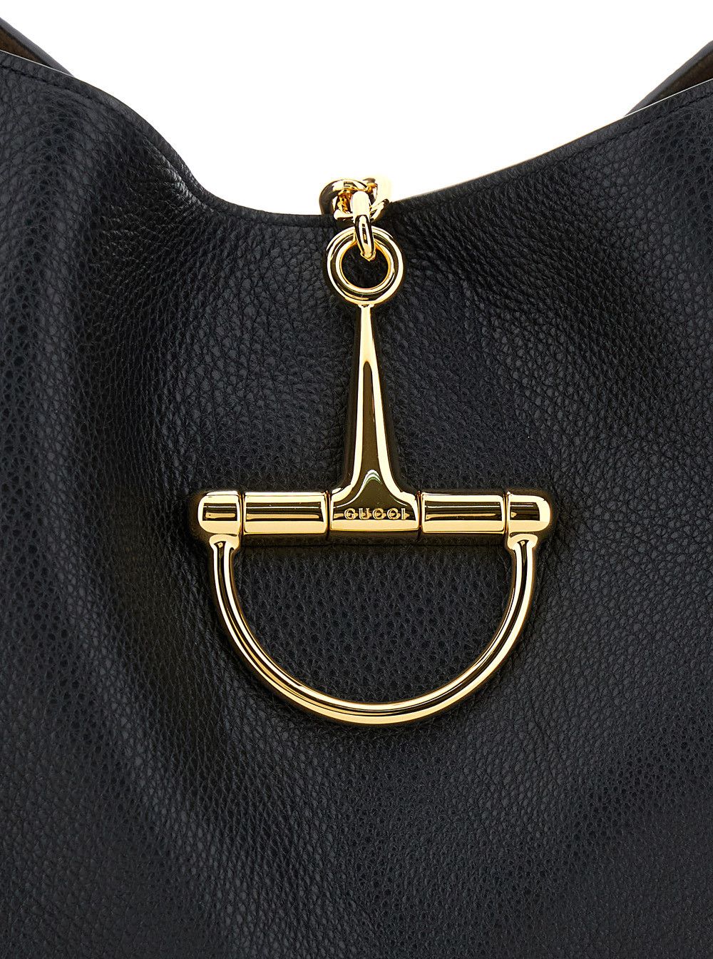 Gucci Black Shoulder Bag with Horsebit Closure in Grained Leather Woman Size ONE SIZE - 6 Thumbnail