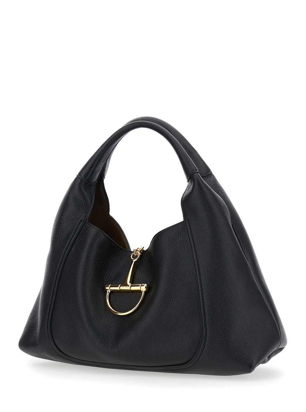 Gucci Black Shoulder Bag with Horsebit Closure in Grained Leather Woman Size ONE SIZE - 2 Thumbnail