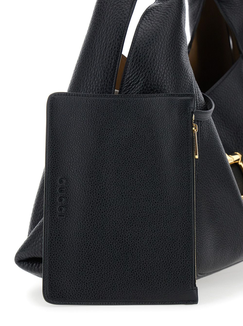 Gucci Black Shoulder Bag with Horsebit Closure in Grained Leather Woman Size ONE SIZE - 5 Thumbnail