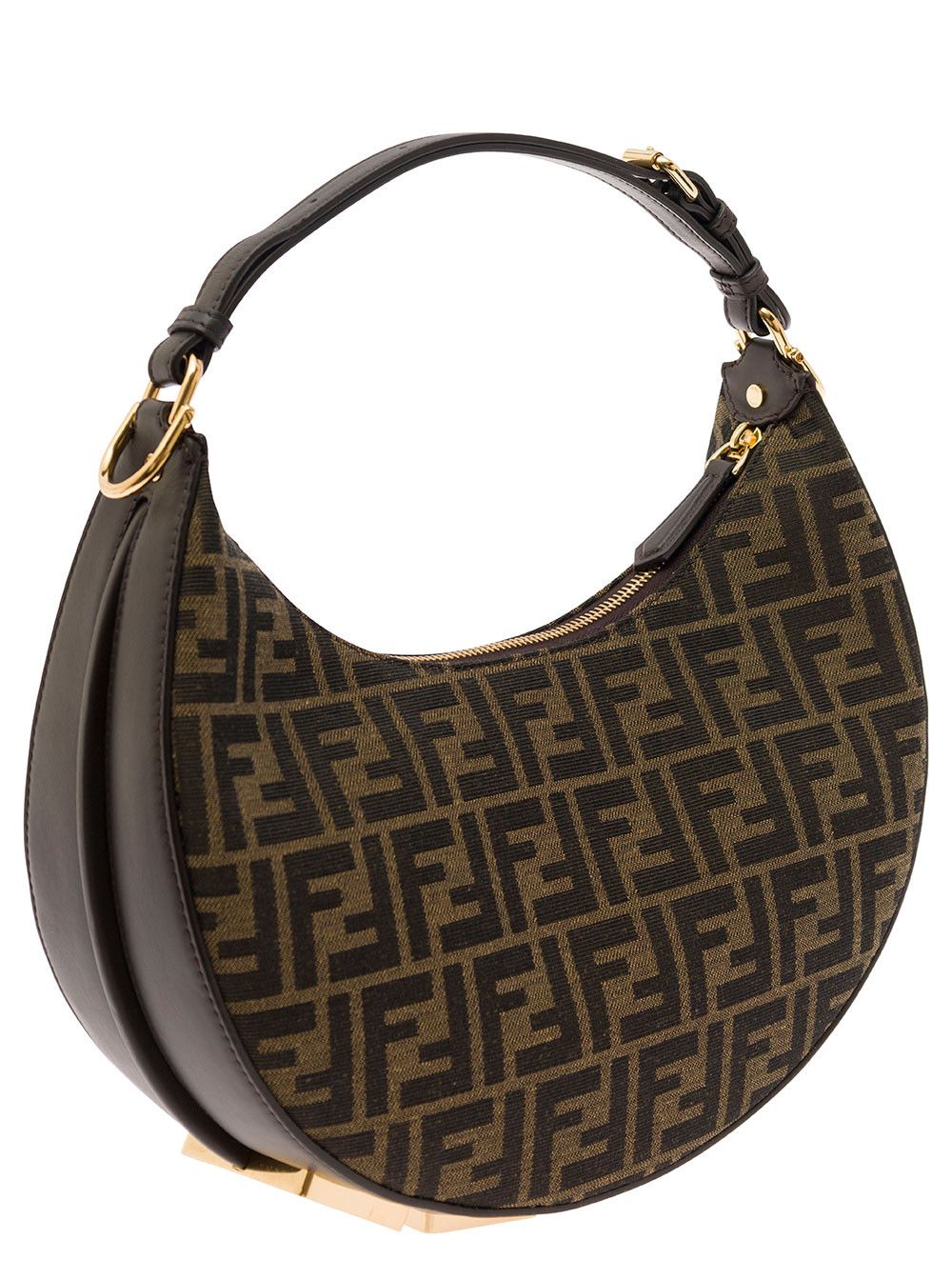 Fendi Fendigraphy Small Tote Bag with FF Motif in Brown Jacquard Fabric Size ONE SIZE - 3 Thumbnail