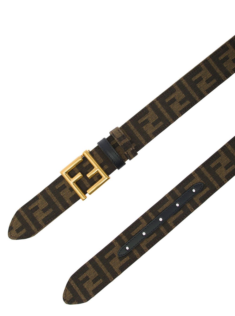 Fendi Brown and Black Reversible Belt with FF Logo Buckle in Leather Woman Size ONE SIZE - 2 Thumbnail
