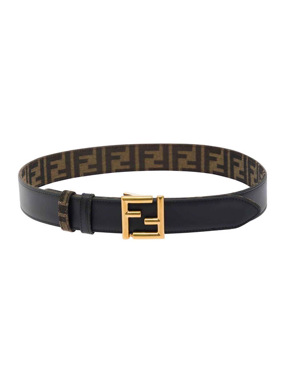 Fendi Brown and Black Reversible Belt with FF Logo Buckle in Leather Woman Size ONE SIZE - 3 Thumbnail