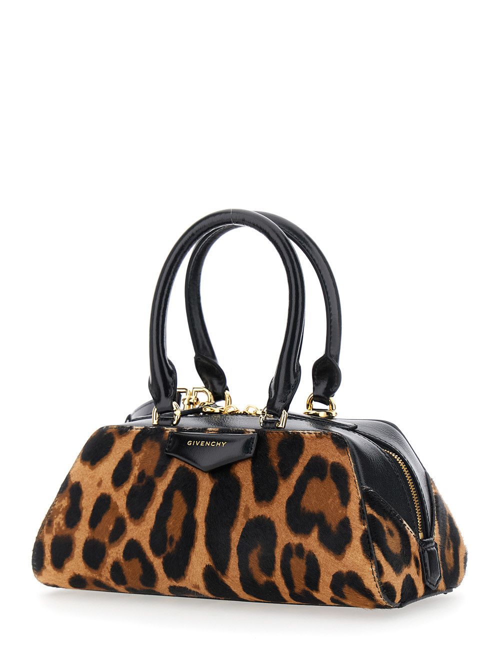 Givenchy 'Antigona East West' Brown Mini Handbag with Leopard Motif and logo lettering on the Front in Leather for Women Size ONE SIZE - 2 Thumbnail