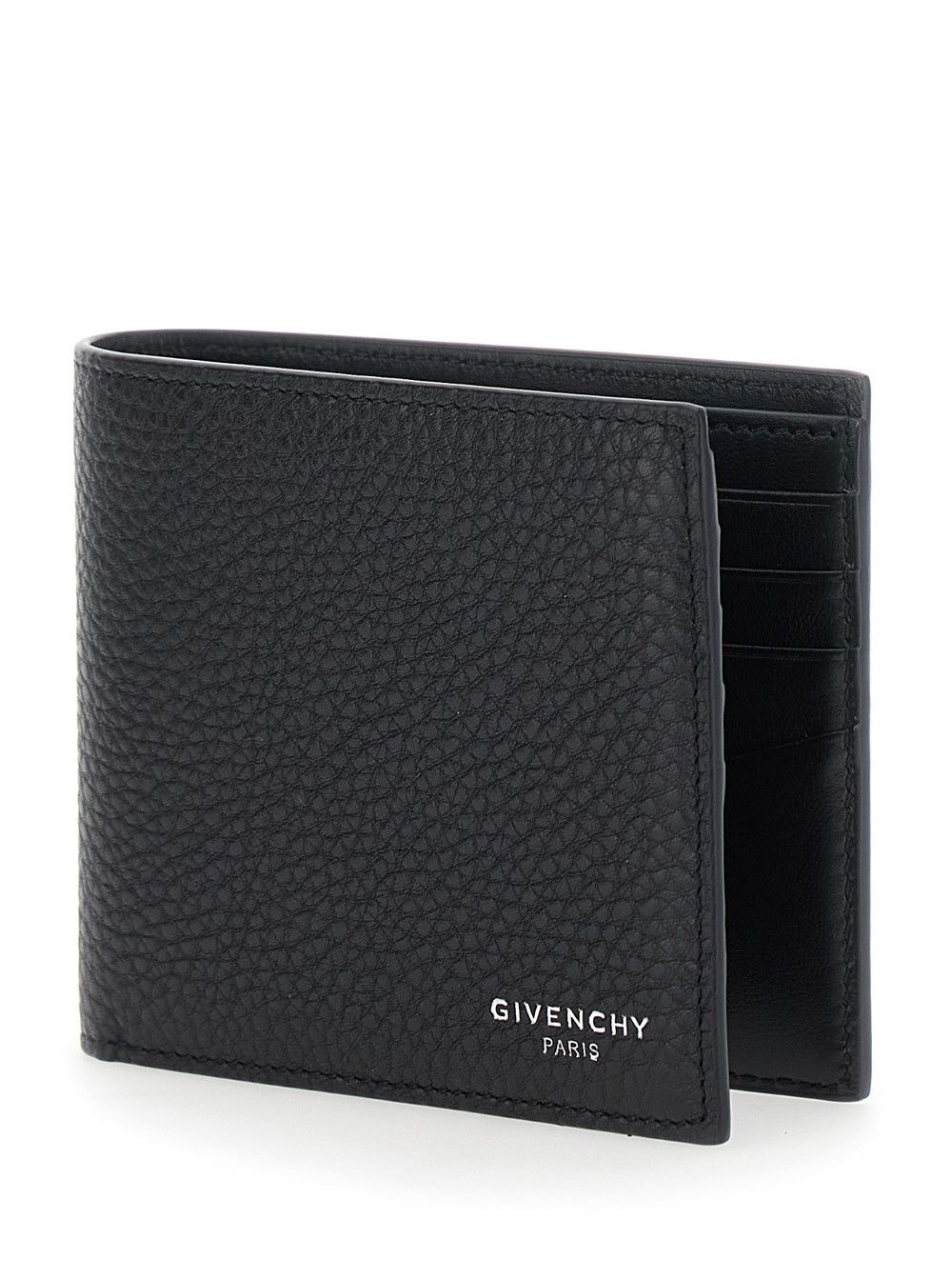 Givenchy Bi-Fold Wallet 'GIVENCHY' with Logo Lettering on the Front in Black Pebbled Leather for Men Size ONE SIZE - 2 Thumbnail