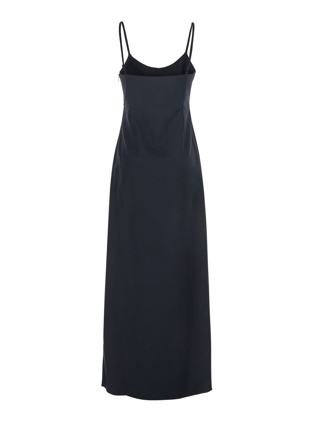 Coperni Black Long Dress with Thin Straps and Side Logo Plaque in Fabric Woman Size S / US 4 / IT 40 - 2 Thumbnail