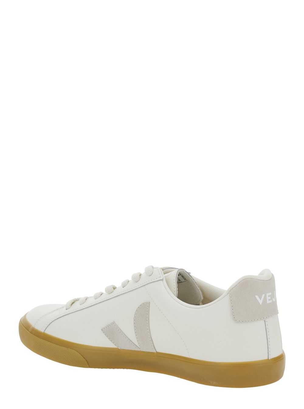Veja 'Esplar' White Low Top Sneakers with Contrasting Heel with Logo Lettering and Logo Patch on the Side in Leather Unisex Size US 12 / IT 42 - 3 Thumbnail