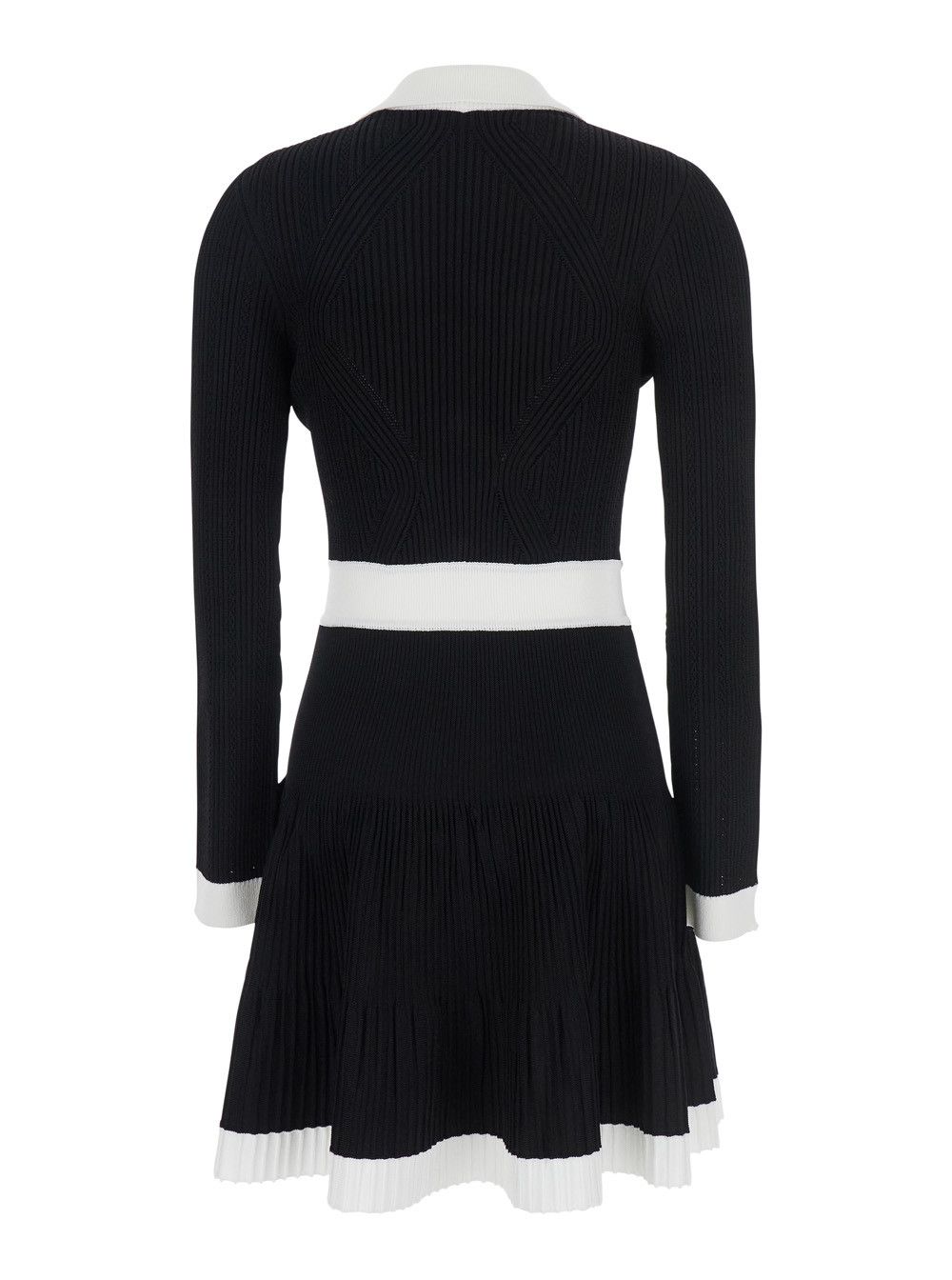 Balmain Black Dress with V Neck and Flared Skirt in Viscose Blend Woman Size M / US 6-8 / IT 42-44 - 2 Thumbnail