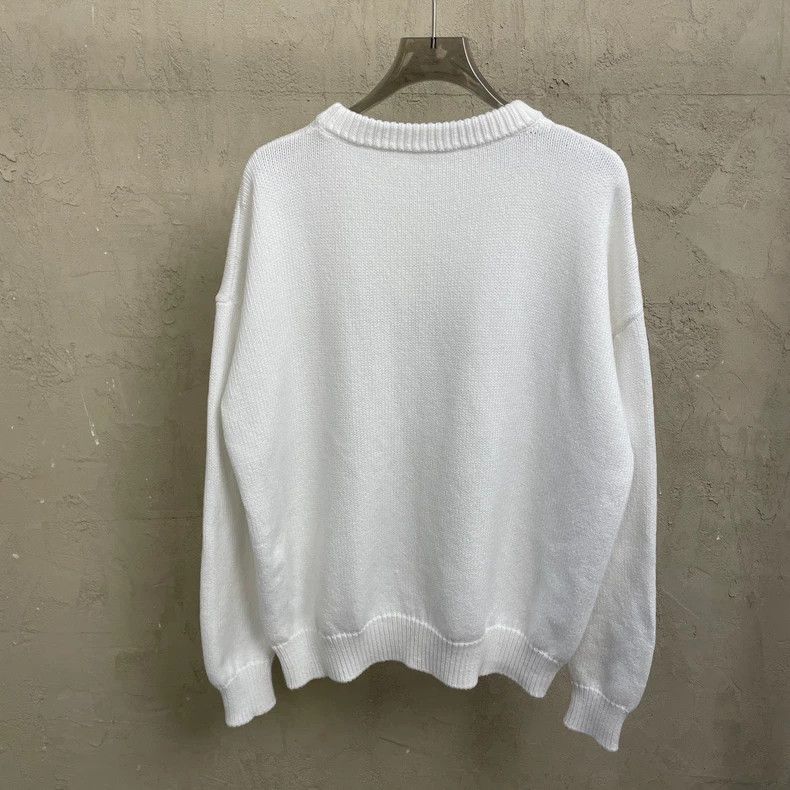 Loewe Loewe White Flocked Logo Knit Sweater - dmc Size US M / EU 48-50 / 2 - 2 Thumbnail