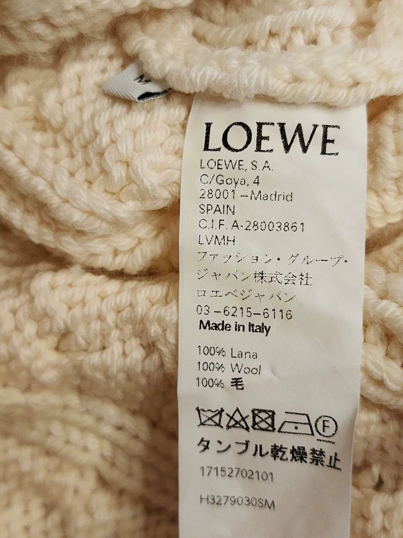 Loewe LOEWE Unisex Cream Wool Cable Knit Sweater - dmc Size US M / EU 48-50 / 2 - 6 Thumbnail