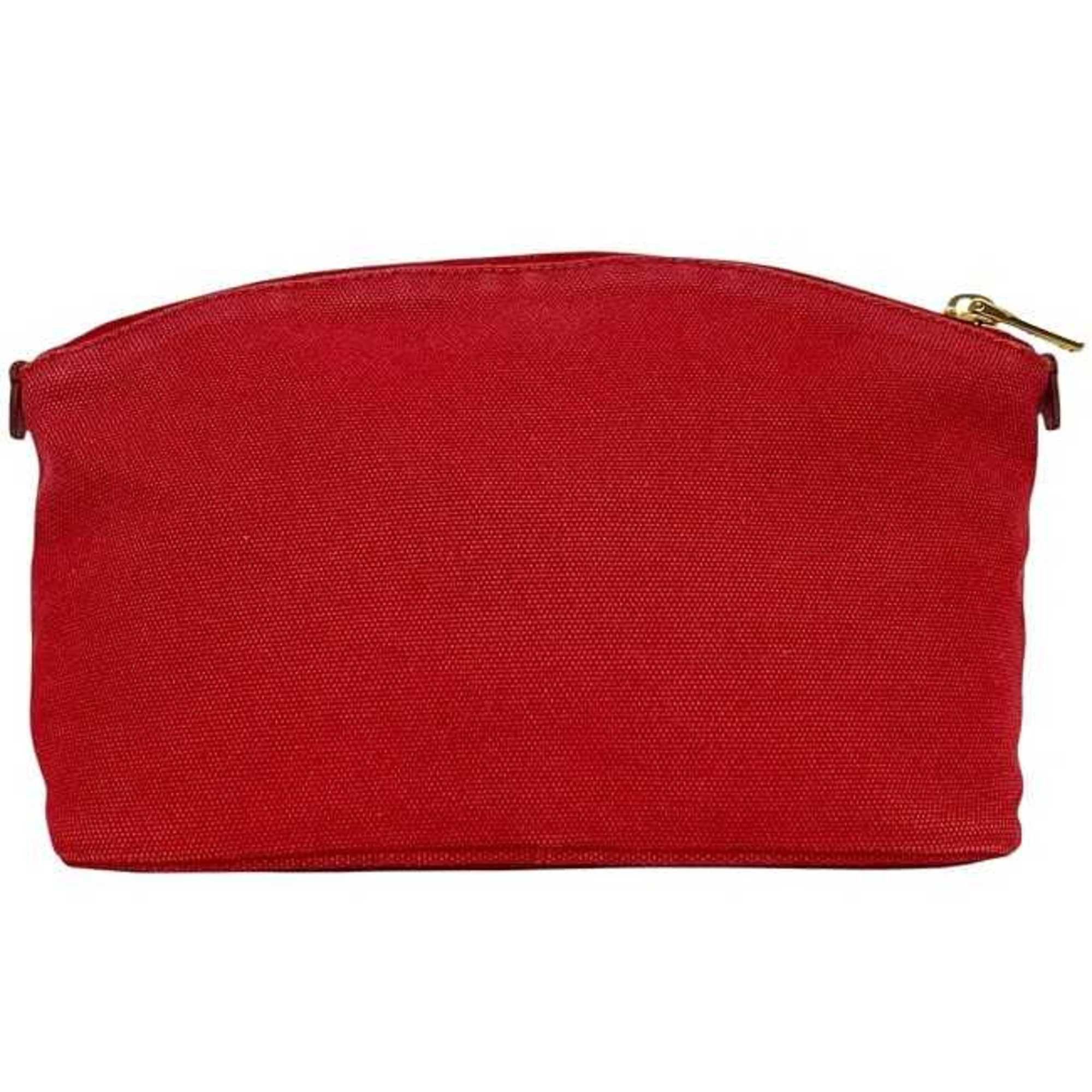 Prada Prada Canapa Pouch ec-23779 Red ROSSO 1N1857 Canvas Leather 42 PRADA Triangle Plate for Men and Women Size ONE SIZE - 7 Thumbnail