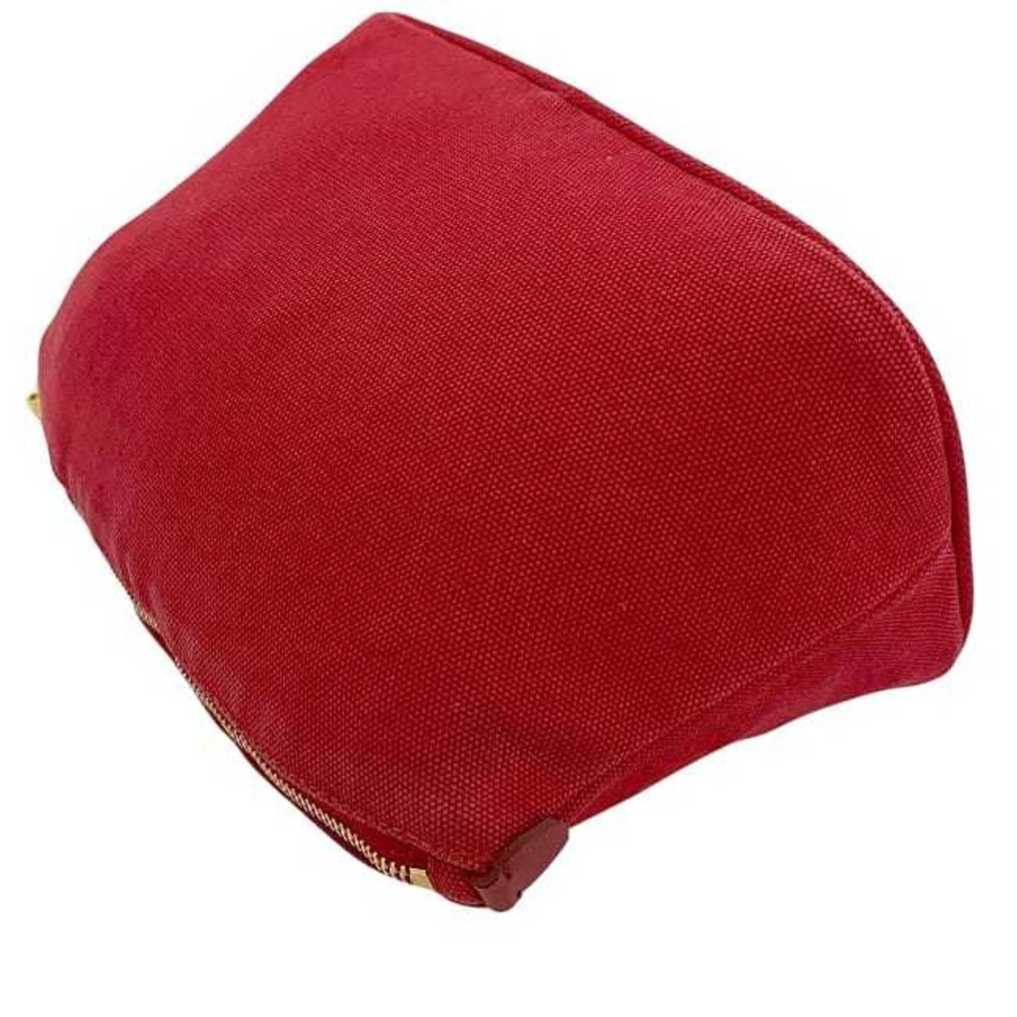 Prada Prada Canapa Pouch ec-23779 Red ROSSO 1N1857 Canvas Leather 42 PRADA Triangle Plate for Men and Women Size ONE SIZE - 9 Thumbnail