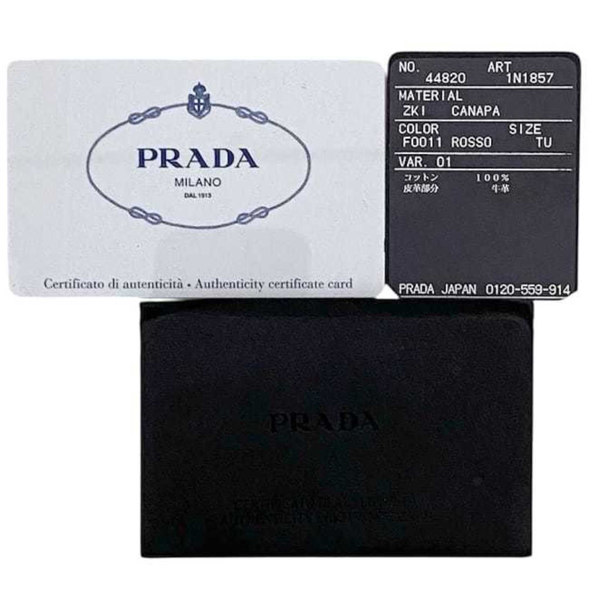 Prada Prada Canapa Pouch ec-23779 Red ROSSO 1N1857 Canvas Leather 42 PRADA Triangle Plate for Men and Women Size ONE SIZE - 11 Thumbnail