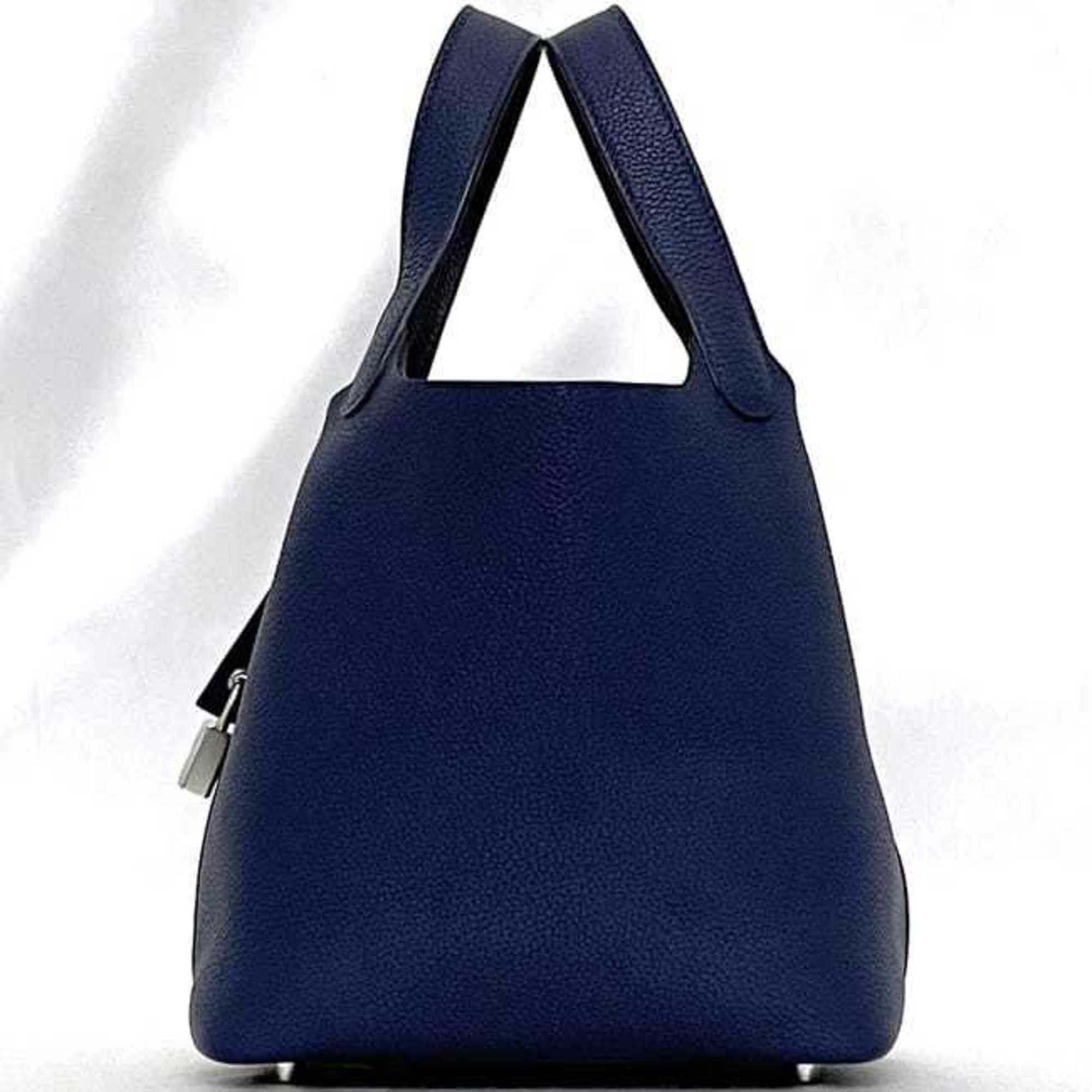Hermes Hermes Hermès Picotin Lock PM handbag f-23697 in navy blue with Bleu Nuit leather and Taurillon Clemence leather, palladium hardware, Y stamp. 2020. padlock strap, P blue. For men women. Size ONE SIZE - 3 Thumbnail
