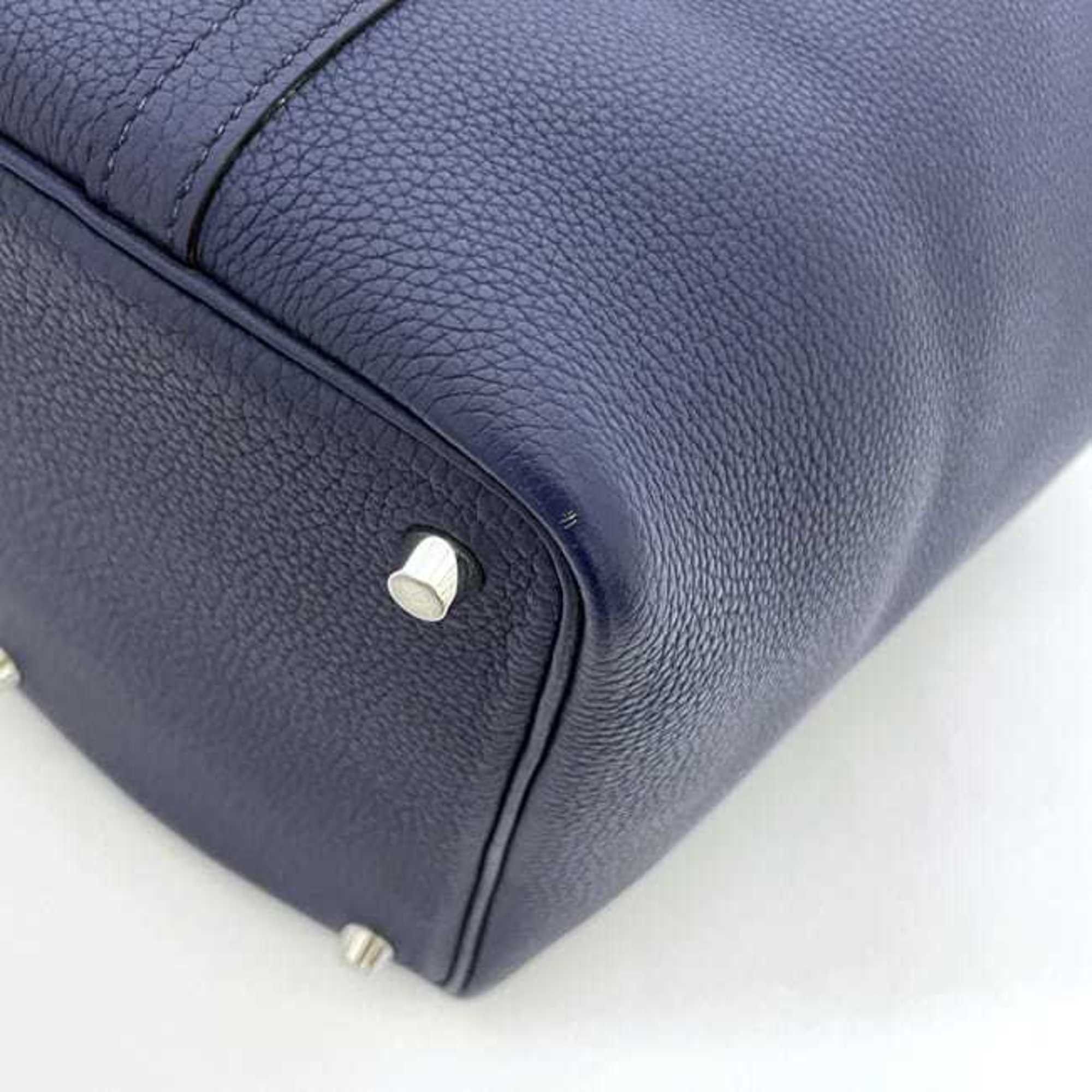 Hermes Hermes Hermès Picotin Lock PM handbag f-23697 in navy blue with Bleu Nuit leather and Taurillon Clemence leather, palladium hardware, Y stamp. 2020. padlock strap, P blue. For men women. Size ONE SIZE - 6 Thumbnail