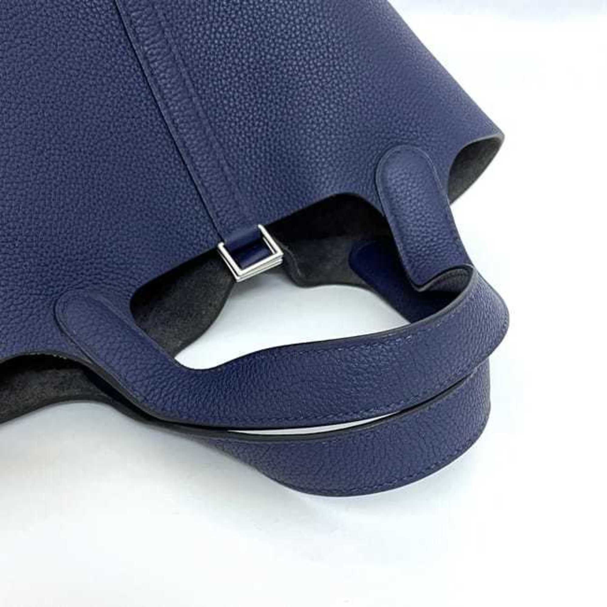 Hermes Hermes Hermès Picotin Lock PM handbag f-23697 in navy blue with Bleu Nuit leather and Taurillon Clemence leather, palladium hardware, Y stamp. 2020. padlock strap, P blue. For men women. Size ONE SIZE - 9 Thumbnail