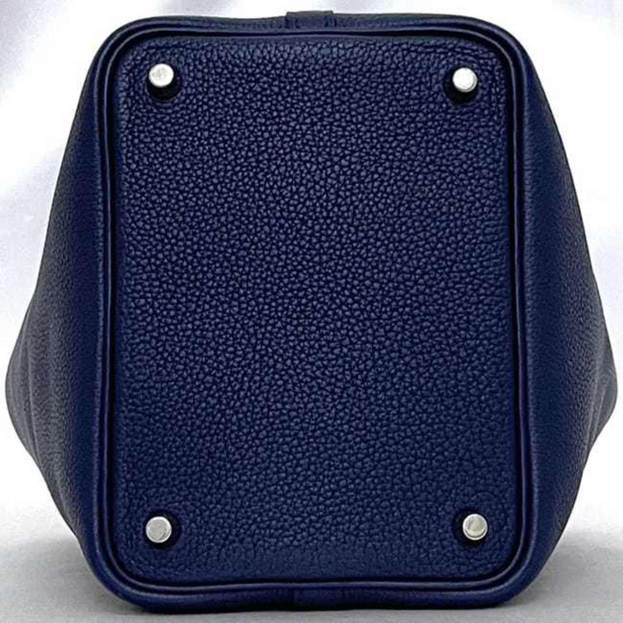 Hermes Hermes Hermès Picotin Lock PM handbag f-23697 in navy blue with Bleu Nuit leather and Taurillon Clemence leather, palladium hardware, Y stamp. 2020. padlock strap, P blue. For men women. Size ONE SIZE - 5 Thumbnail
