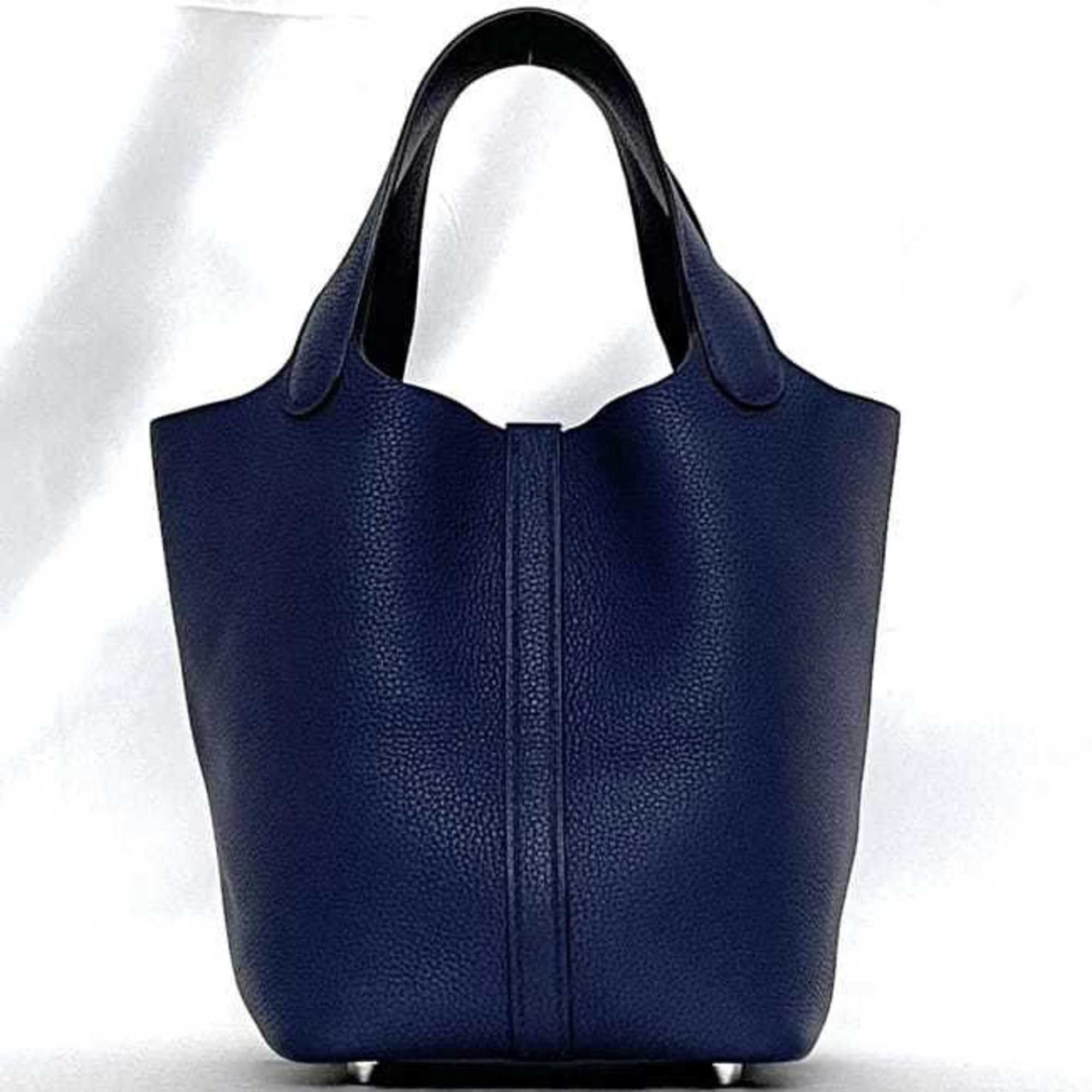 Hermes Hermes Hermès Picotin Lock PM handbag f-23697 in navy blue with Bleu Nuit leather and Taurillon Clemence leather, palladium hardware, Y stamp. 2020. padlock strap, P blue. For men women. Size ONE SIZE - 4 Thumbnail